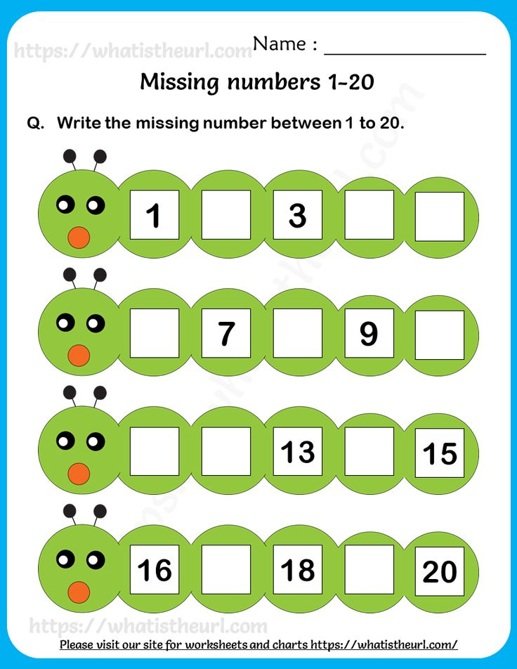 20 Preschool Math Worksheets 1-20