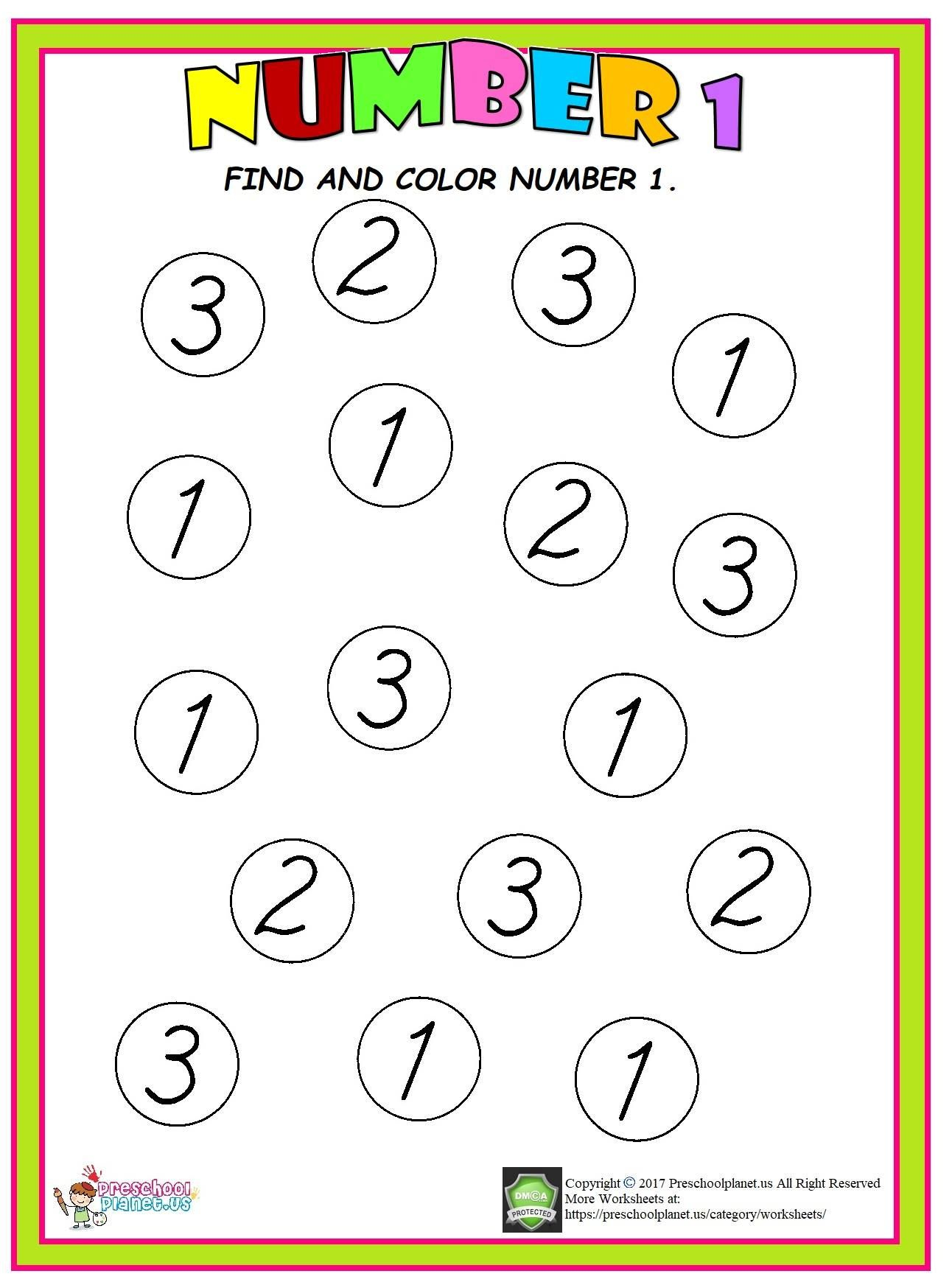 20 Preschool Math Worksheets 1-20