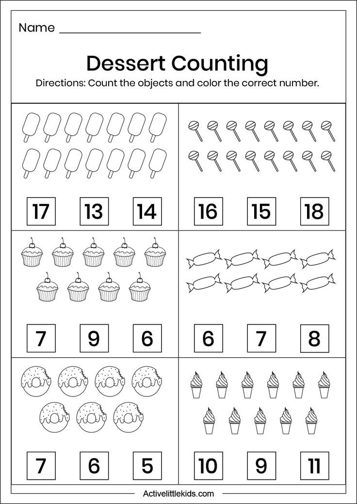 20 Preschool Math Worksheets 1-20