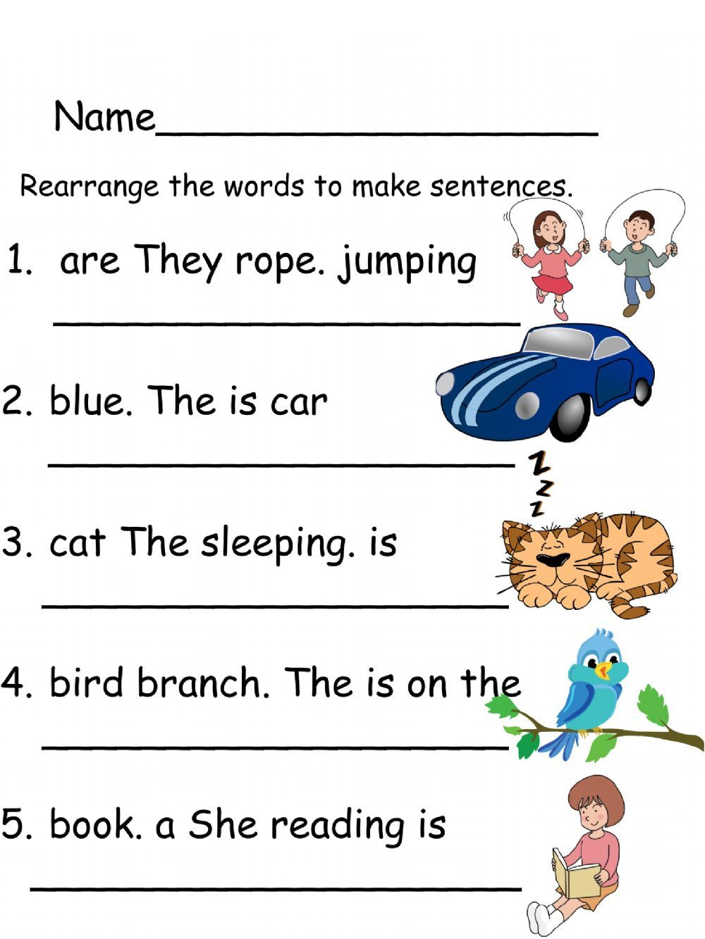 20 Rearrange Sentences Worksheets Kindergarten