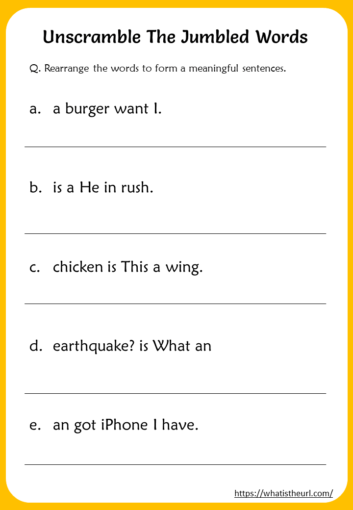 20 Rearrange Sentences Worksheets Kindergarten