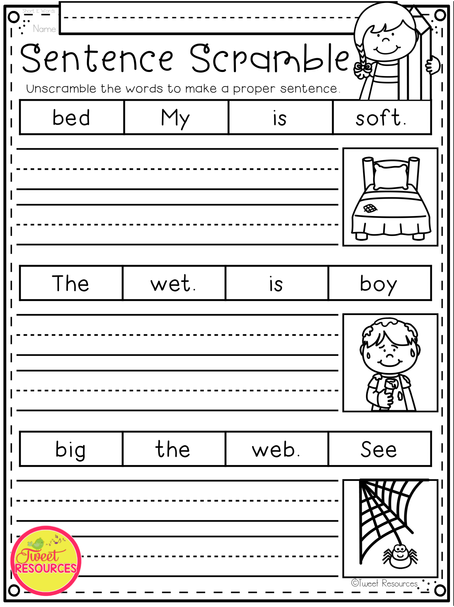 20 Rearrange Sentences Worksheets Kindergarten