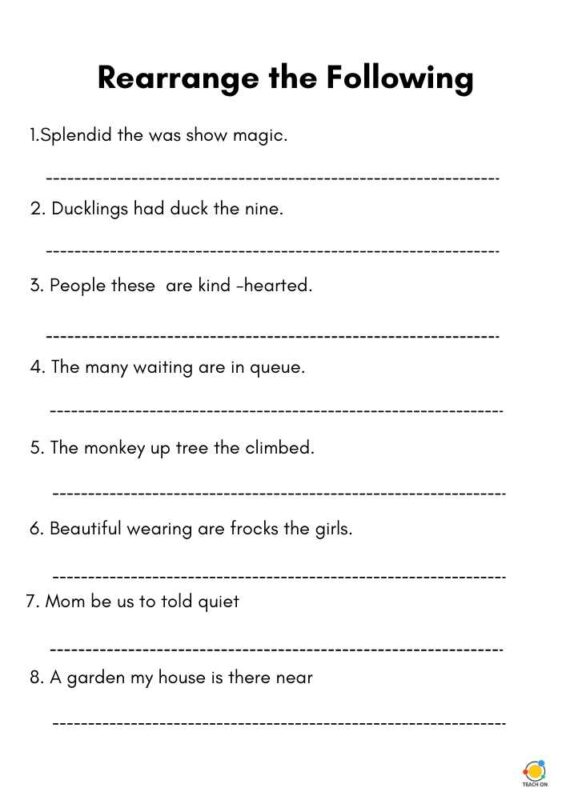 20 Rearrange Sentences Worksheets Kindergarten