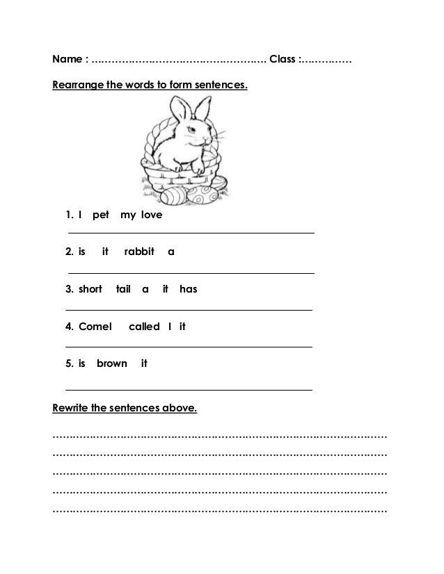 20 Rearrange Sentences Worksheets Kindergarten