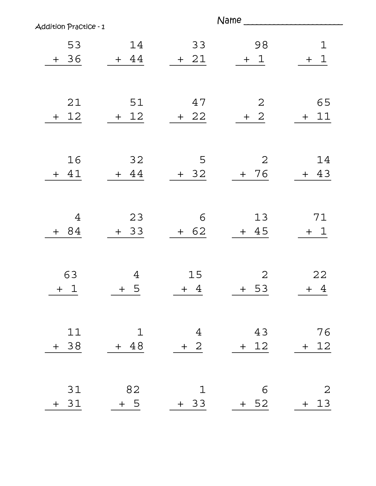 20 Worksheets For Grade 1 Maths Addition