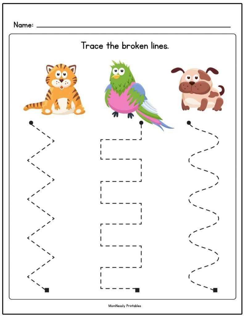 20 Worksheets For Kindergarten Line Trace