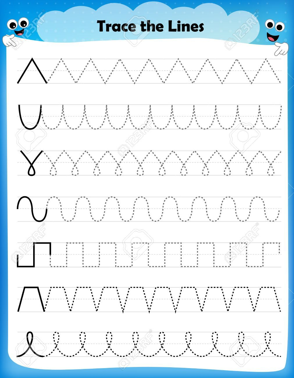 20 Worksheets For Kindergarten Line Trace