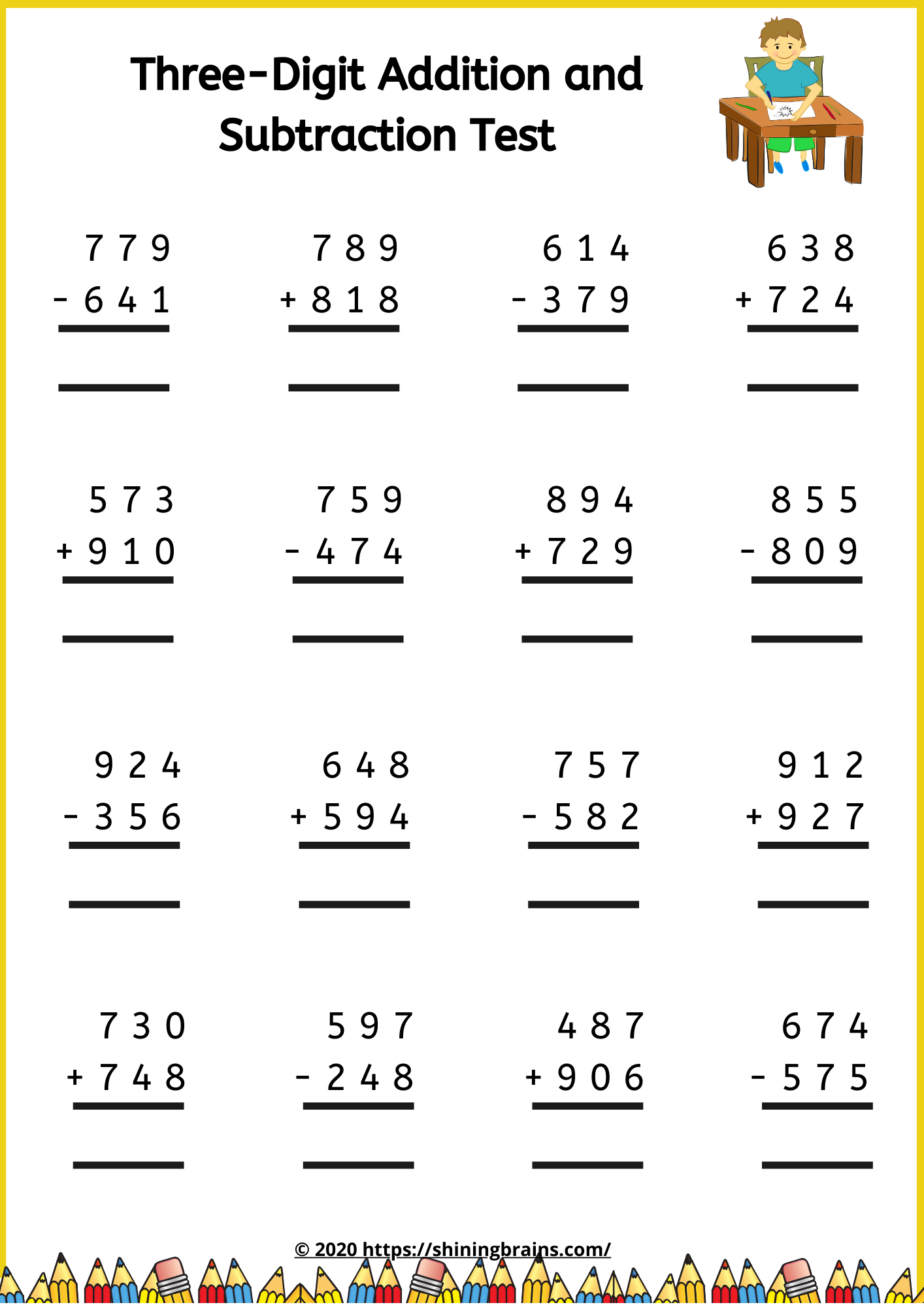 30 Addition And Subtraction Worksheets For 2Nd Grade