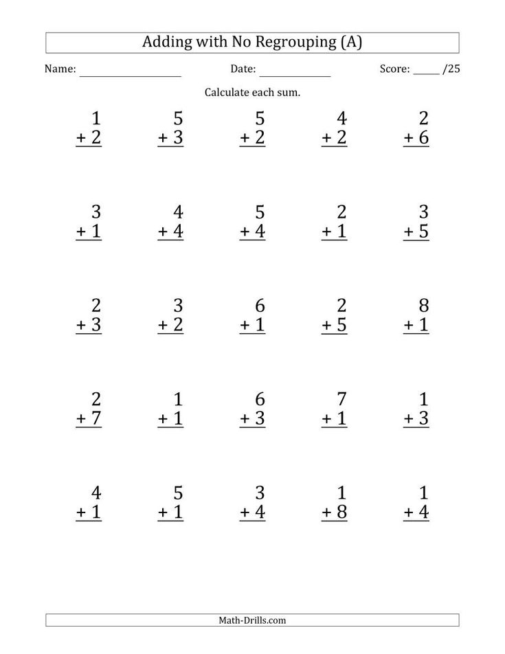 30 Addition No Regrouping Worksheets