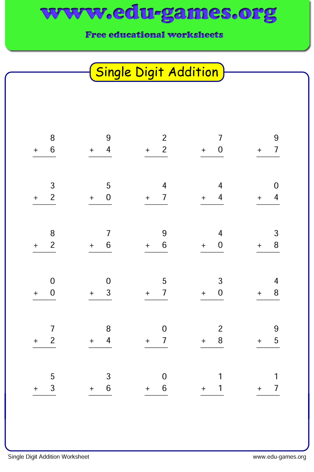 30 Addition Worksheets With Pictures 1-10