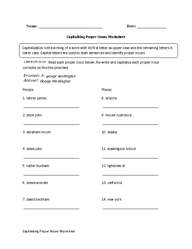 30 Capitalization Worksheets Grade 6