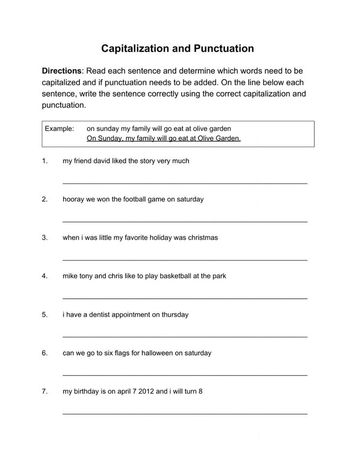 30 Capitalization Worksheets Grade 6