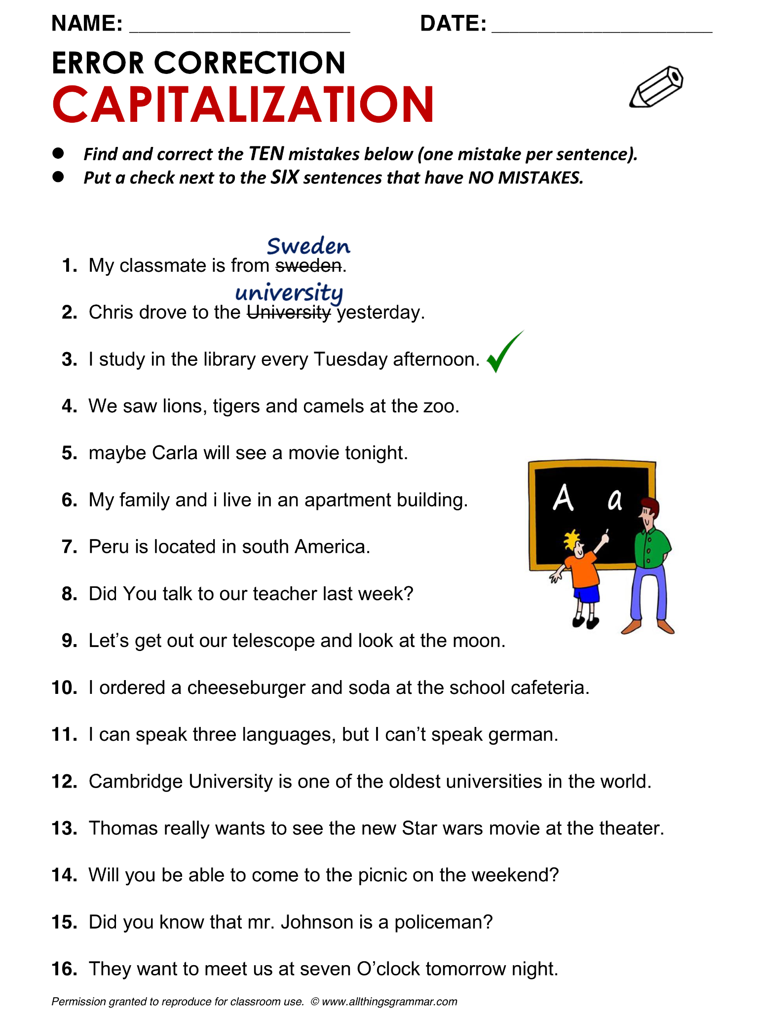 30 Capitalization Worksheets Grade 6