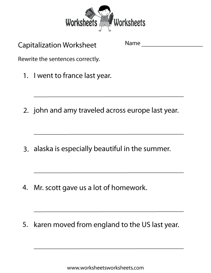 30 Capitalization Worksheets Grade 6