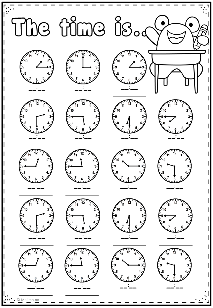 30 Clock Printable For Kids Math Worksheets