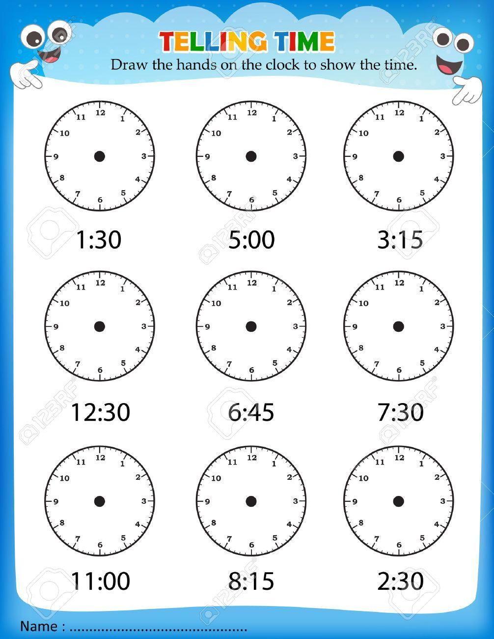 30 Clock Printable For Kids Math Worksheets