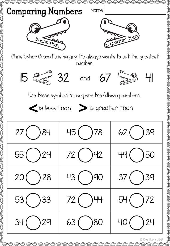 30 Comparing Numbers Kindergarten Worksheets