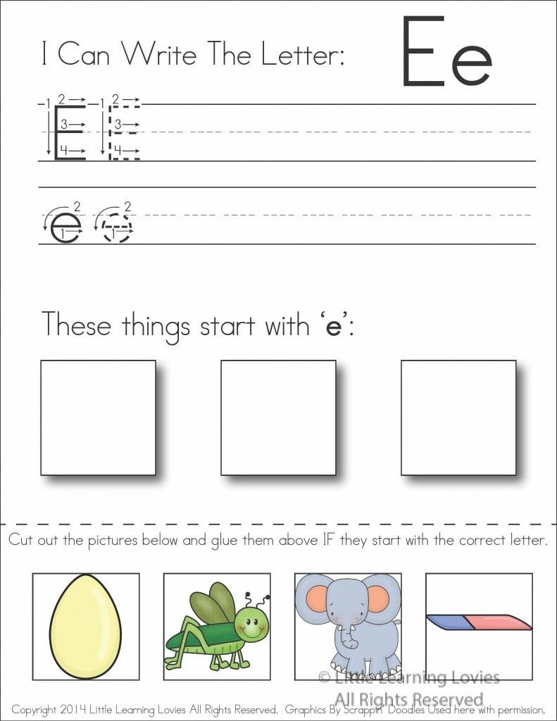 30 Cut And Paste Letter E Worksheets