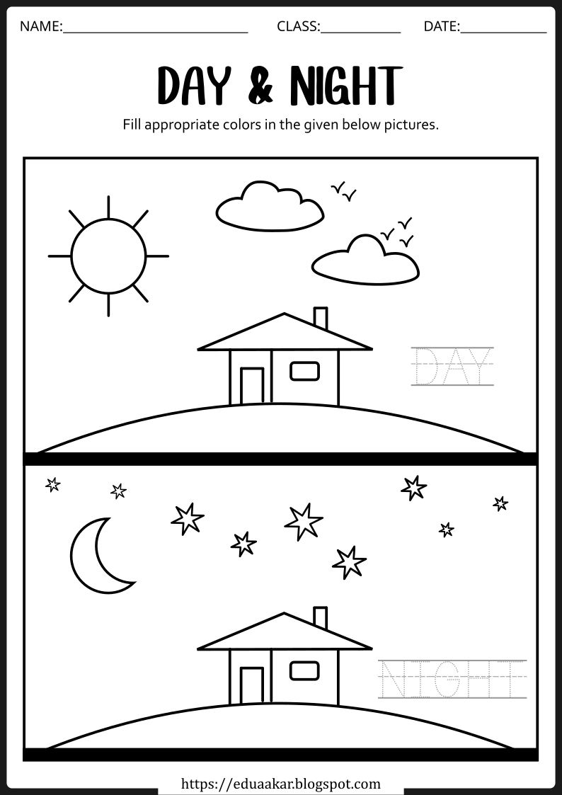 30 Day And Night Worksheets Kindergarten Free