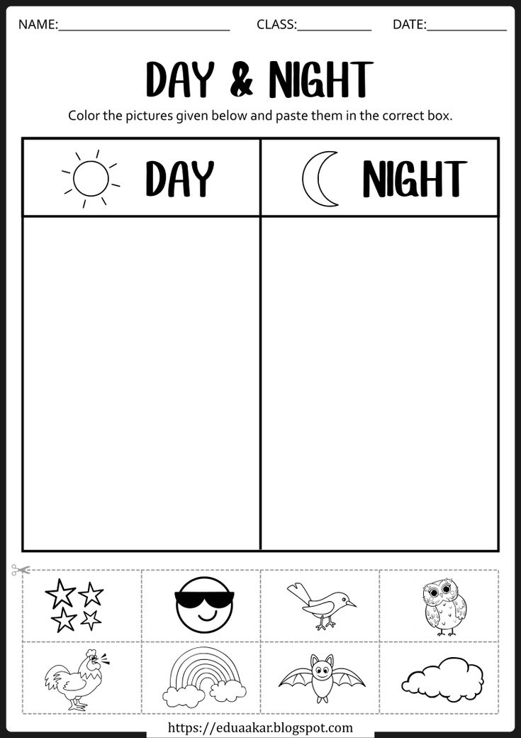 30 Day And Night Worksheets Kindergarten Free