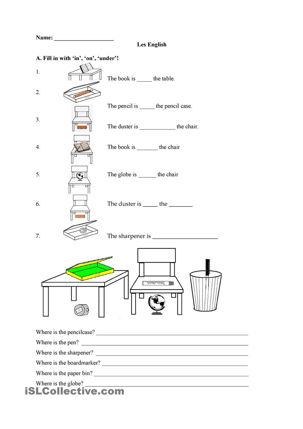 30 English Worksheets For Kindergarten In On Under