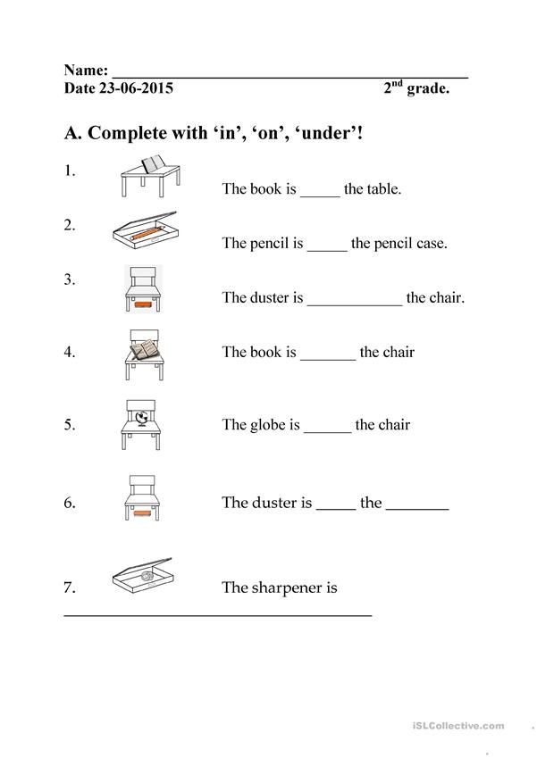 30 English Worksheets For Kindergarten In On Under