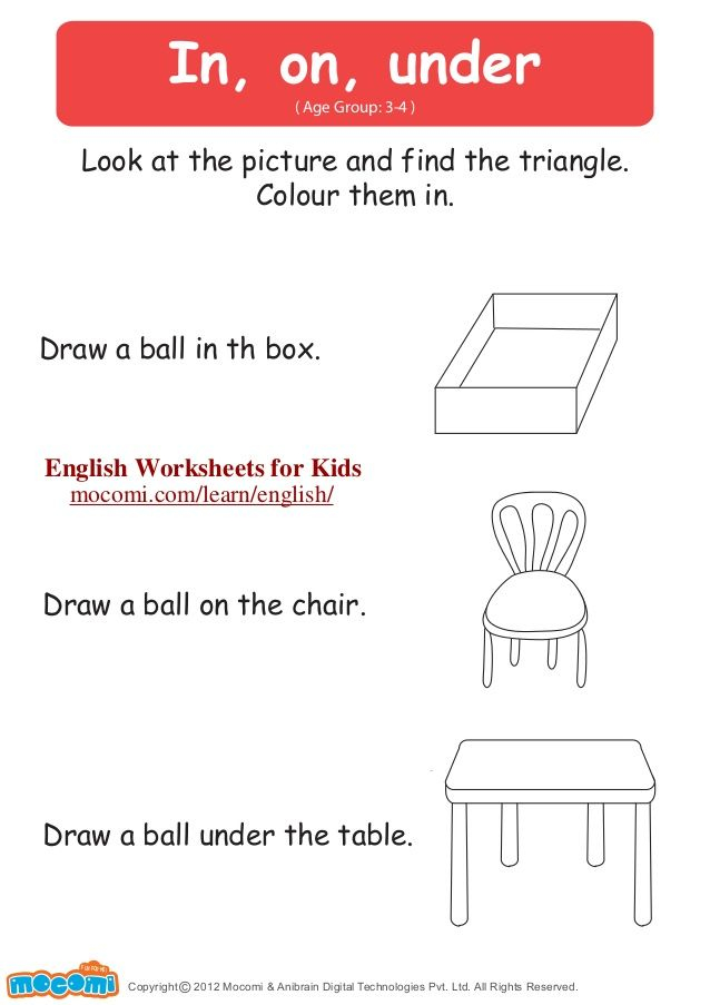 30 English Worksheets For Kindergarten In On Under