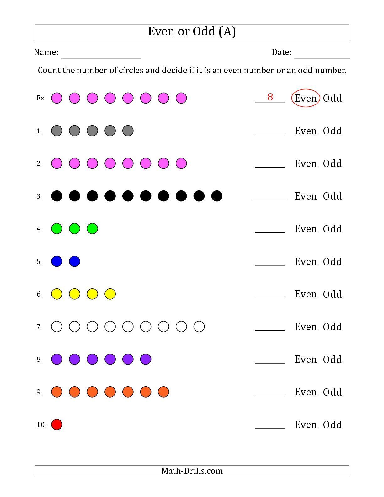 30 Even And Odd Numbers Worksheets Kindergarten