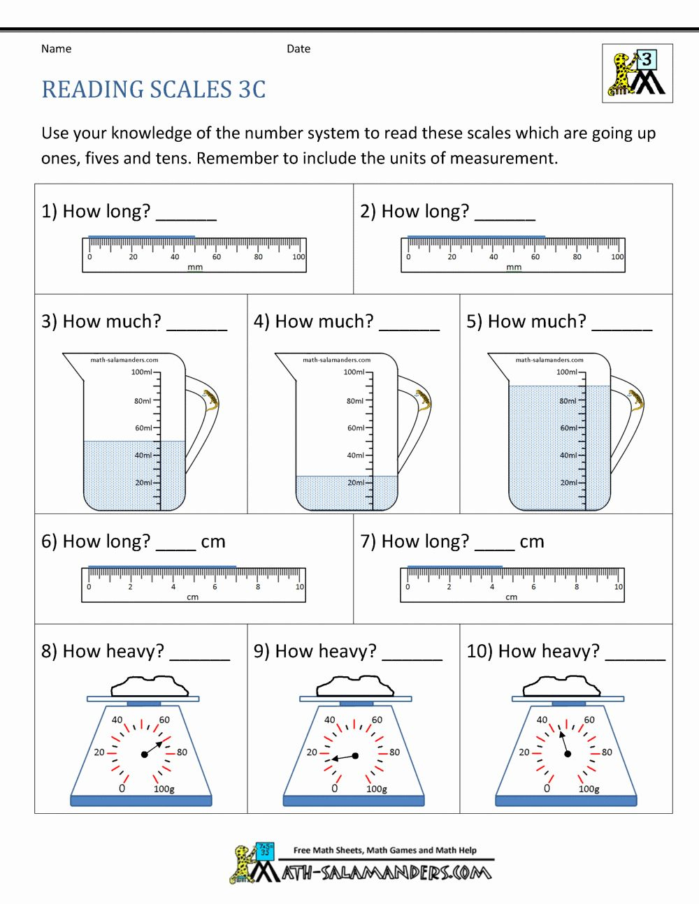 30 Grade 3 Math Worksheets Capacity