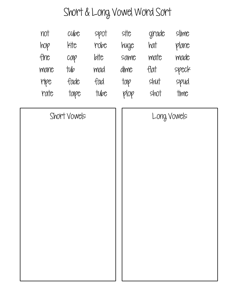 30 Long And Short Vowel Worksheets 1St Grade