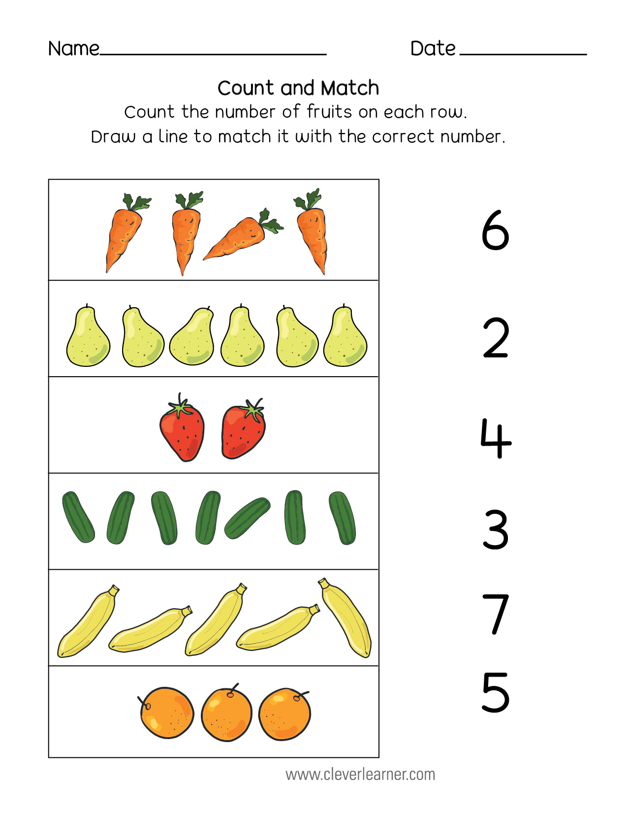 30 Matching Numbers Worksheets For Kindergarten