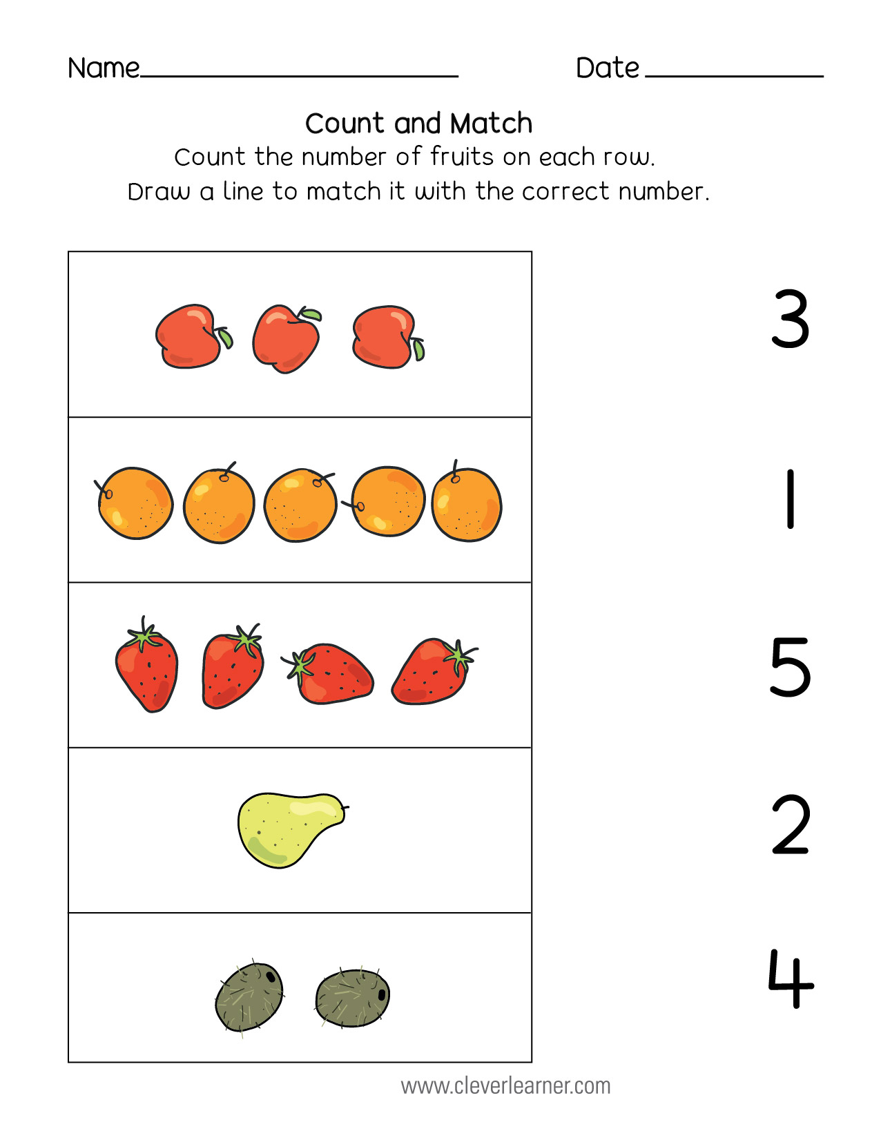 30 Matching Numbers Worksheets For Kindergarten