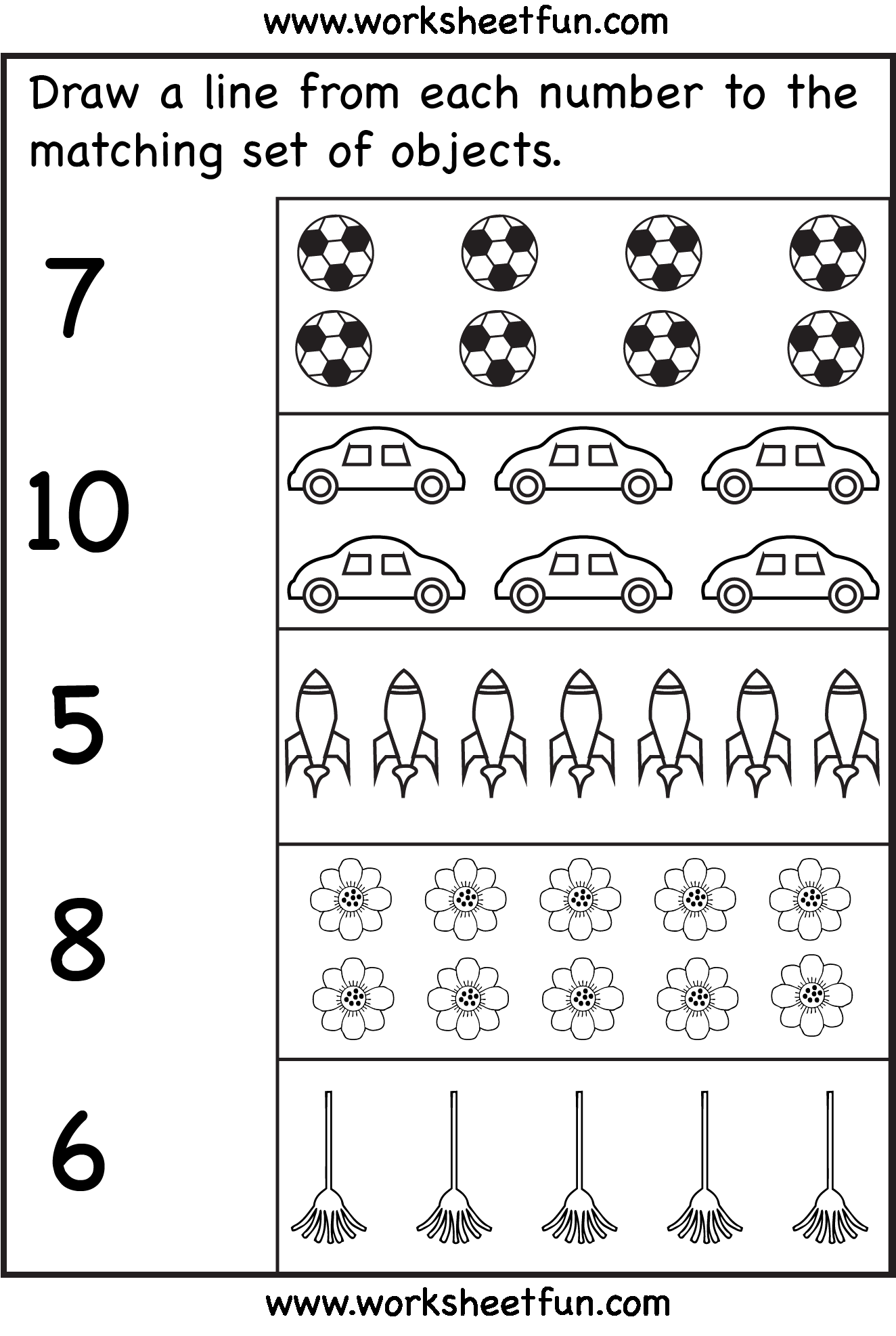 30 Matching Numbers Worksheets For Kindergarten