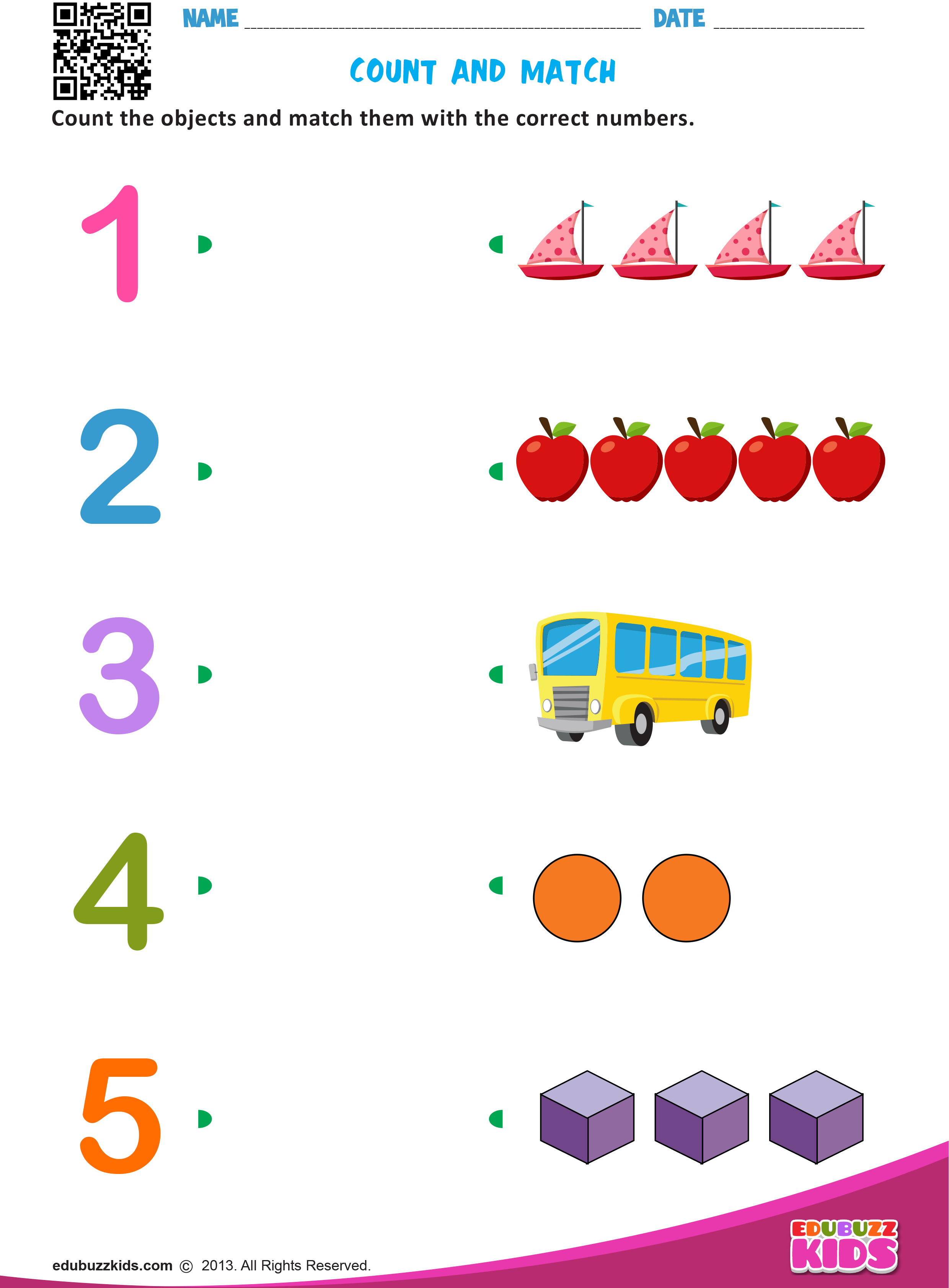 30 Matching Numbers Worksheets For Kindergarten