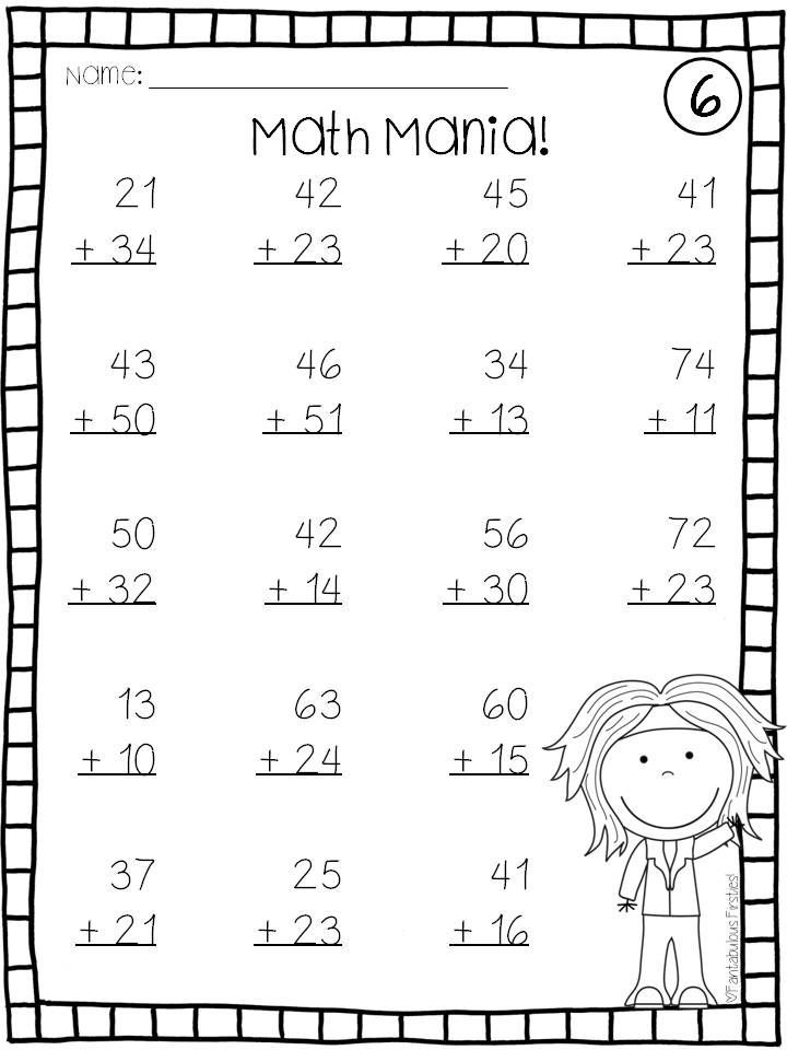 30 Math Worksheets 2 Digit Addition