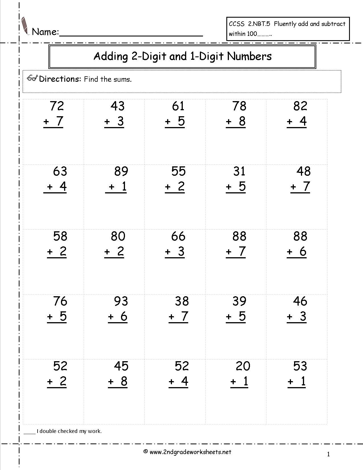 30 Math Worksheets 2 Digit Addition