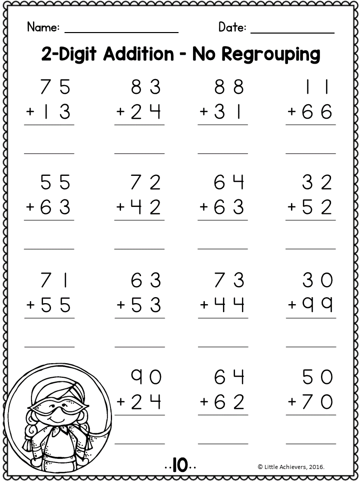 30 Math Worksheets 2 Digit Addition