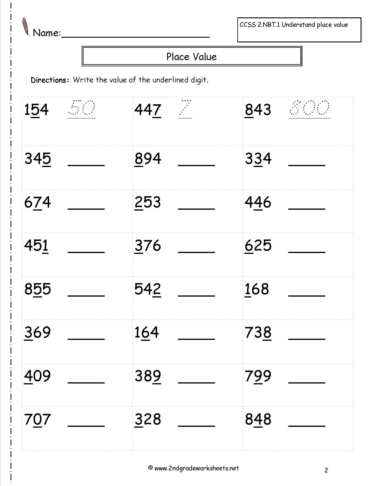 30 Math Worksheets 2Nd Grade Free