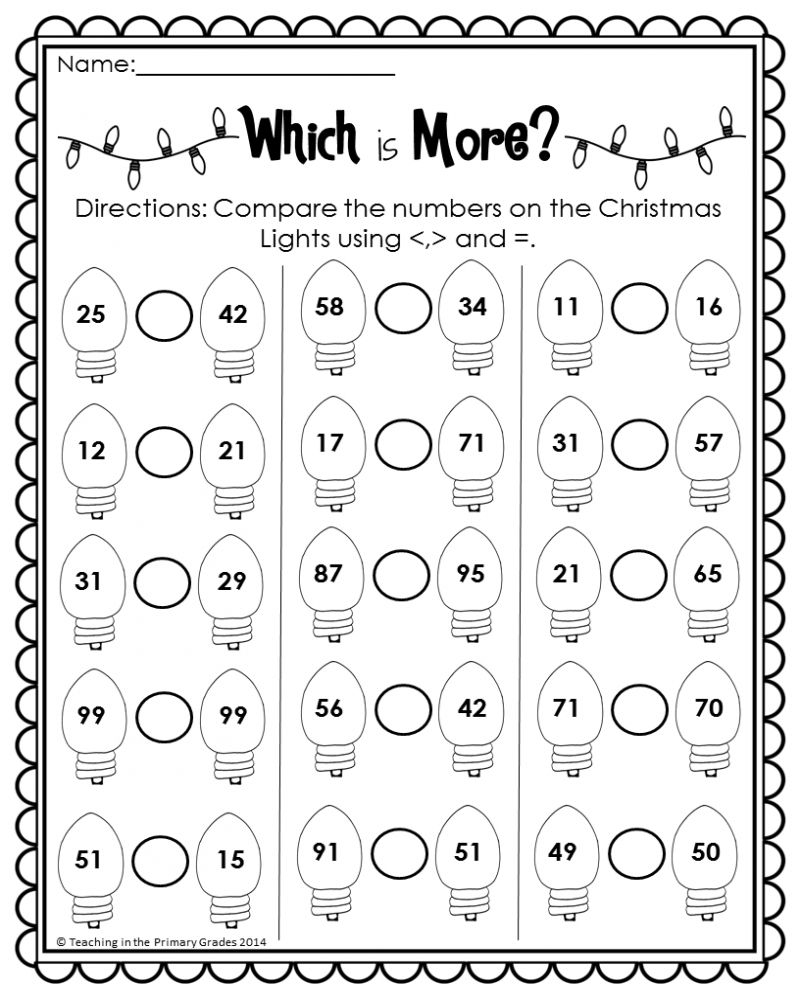 30 Math Worksheets For Grade 1 Christmas