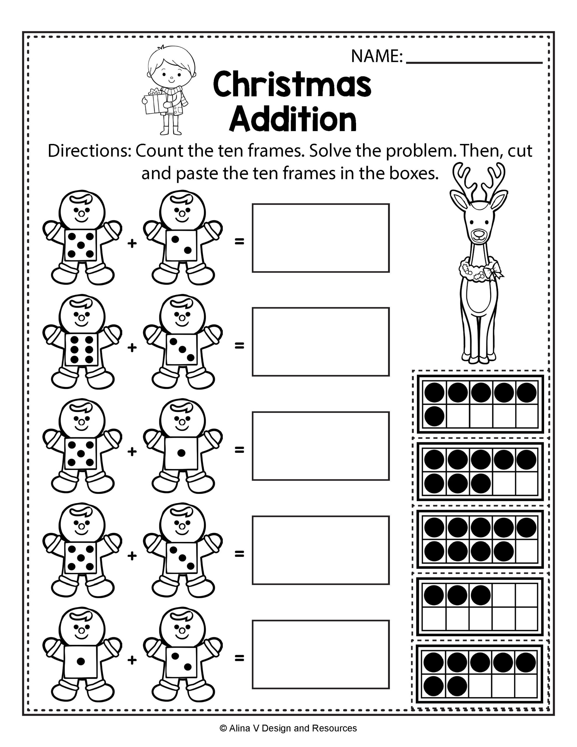 30 Math Worksheets For Grade 1 Christmas