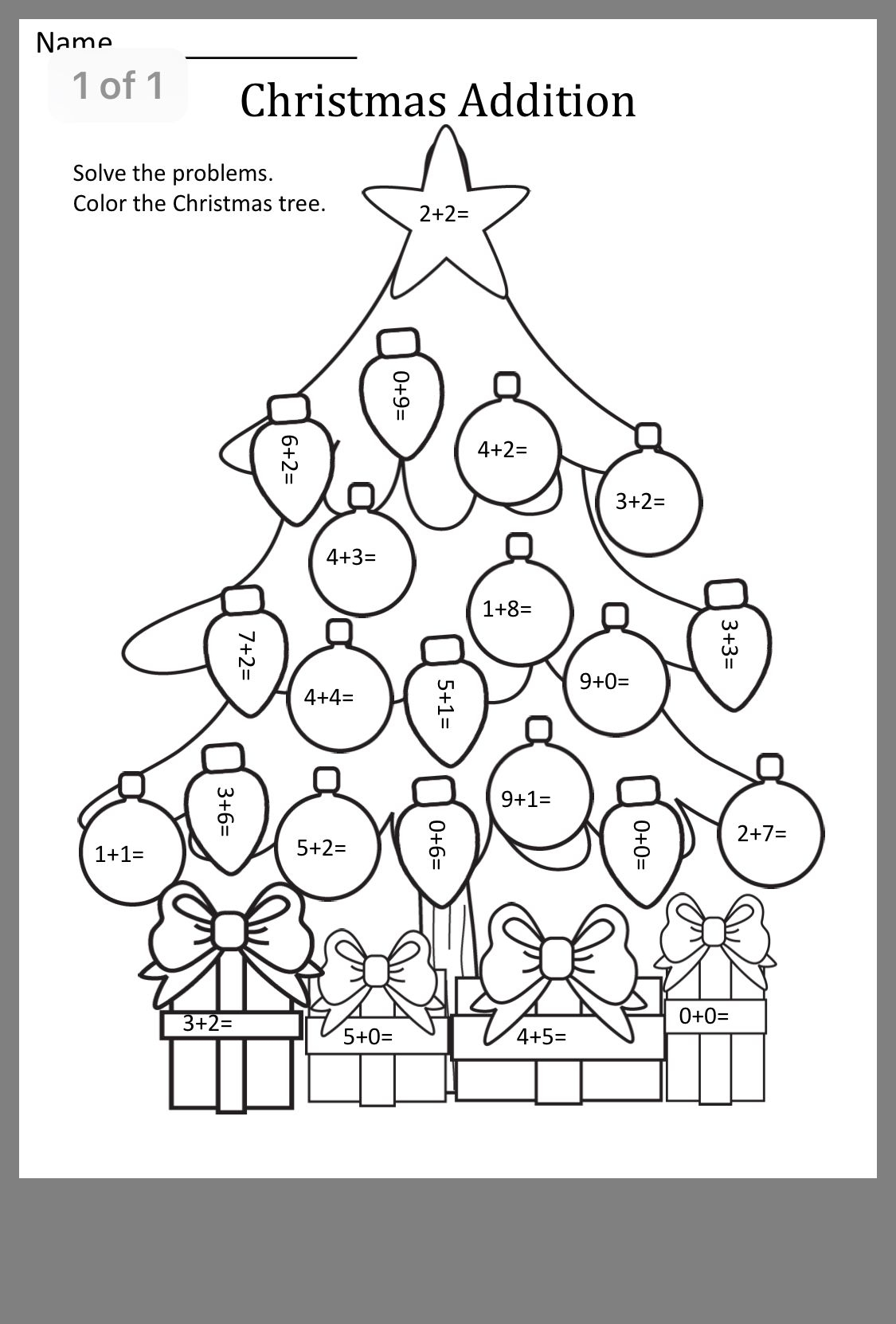 30 Math Worksheets For Grade 1 Christmas