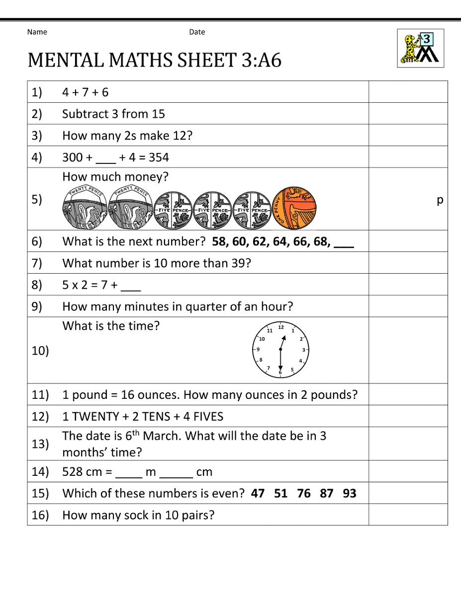 30 Math Worksheets For Year 5