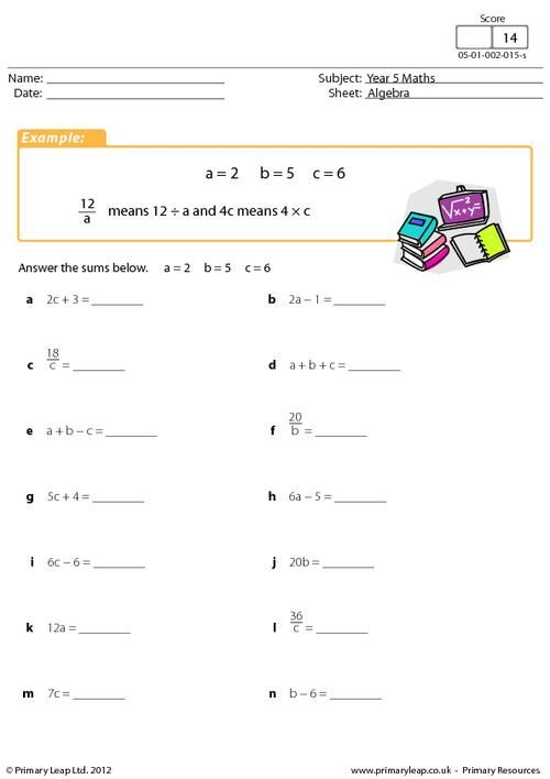 30 Math Worksheets For Year 5