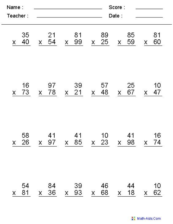 30 Multiplication Worksheets 4Th Grade With Answers