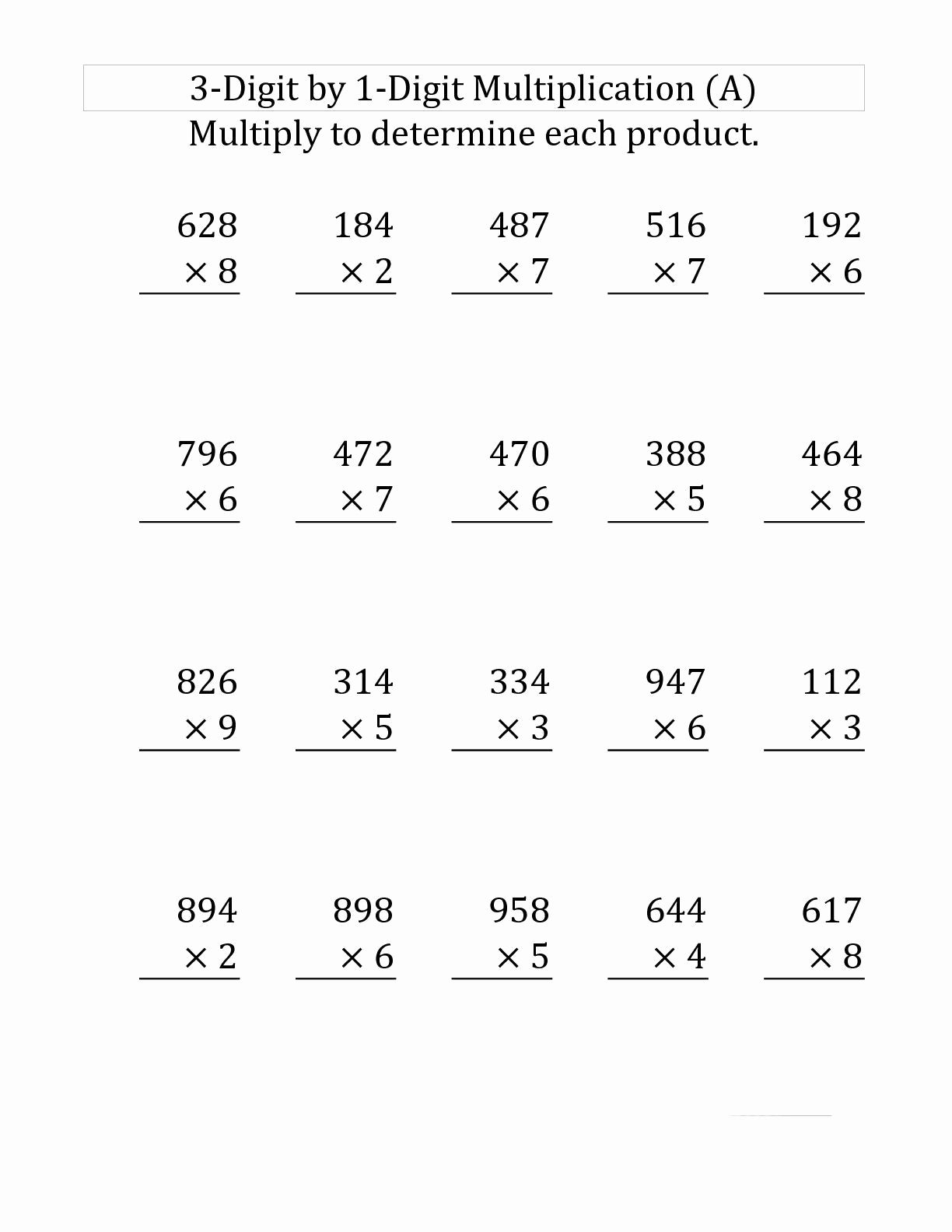 30 Multiplication Worksheets 4Th Grade With Answers