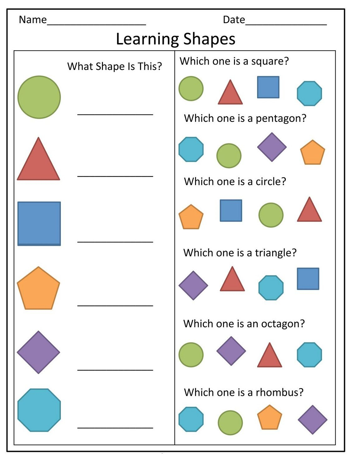 30 Preschool Math Shapes Worksheets