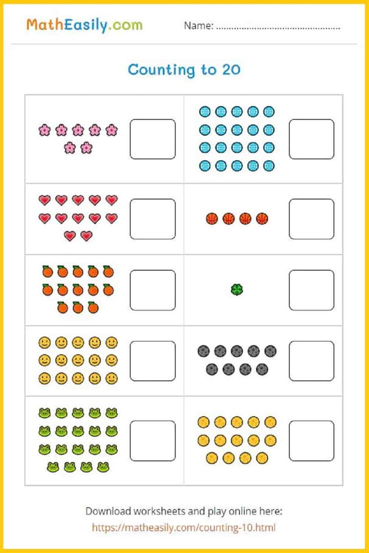 30 Preschool Math Worksheets 1-20