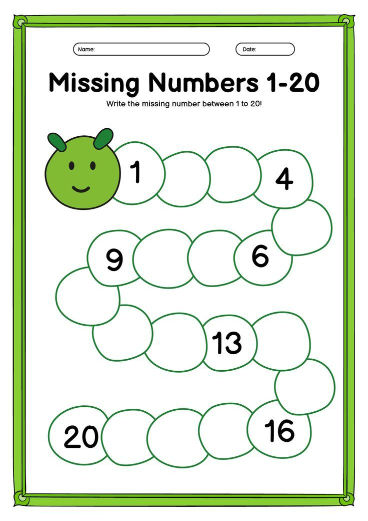 30 Preschool Math Worksheets 1-20