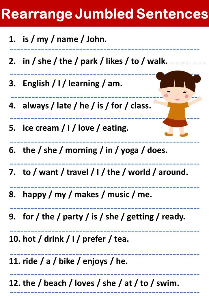 30 Rearrange Sentences Worksheets Kindergarten