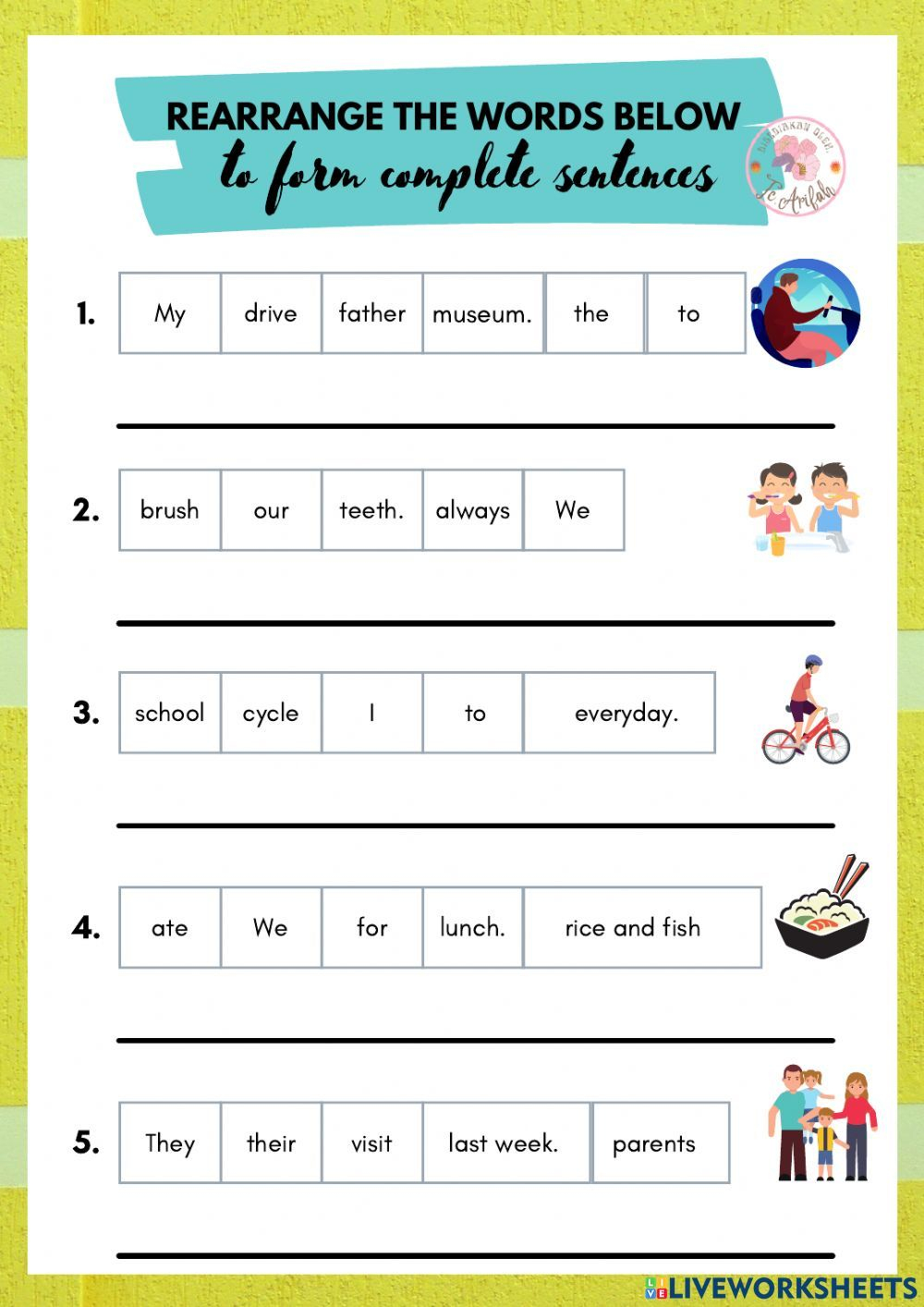 30 Rearrange Sentences Worksheets Kindergarten